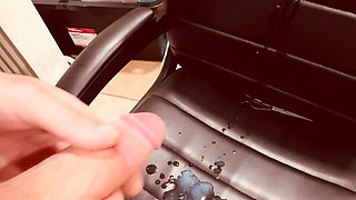 Guy randomly starts leaking and blasting cum out of nowhere