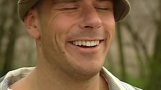 Blonde vintage beauty Kelly White shares thrilling outdoor threesome with raw desire