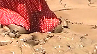 Julie Gets Messy in Mud - Huge Natural 38F Tits Swing in Wet Dirt Outside