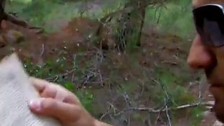 Big ass brunette enjoying outdoor nature fuck