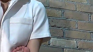 CFNM, Esthetician's Prank, Show off Panties, Rub Tits and Pussy, Touch Dick with Elbow, Moving Towel to Observe Erect Dick