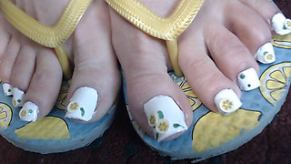 Lemon flipflops and toenails