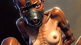 Skinny African Girl in Bondage - Desperate for Big Cock Inside Her