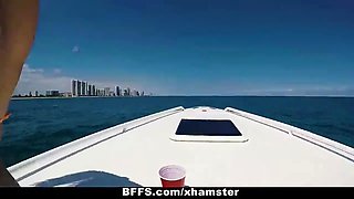 Best friends - wild spring break teenagers bang on boat