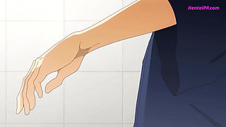 Tile Floor, Her Knees, His Cock - A Perfect Bathroom Triangle.