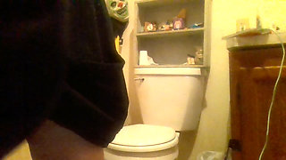 masterbate quickie in bathroom cum anal tight pussy finger white tank tube top