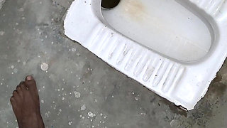 Desi Bhabhi Holding Stepbrother-in-law's Penis and Making Him Pee and Peeing Herself