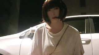 Shemale ting xuan outdoor pee and show the underwear