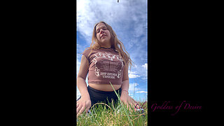 Girl Shows Her Tits and Pussy Outdoors