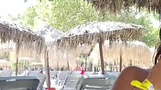 Hot Stepsister Expressiagirl Shows off Her Assets at a Public Waterpark and Gives Stepbrother a Blowjob There