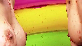 Pool Pussies Scene 3 Two Slim Blonde Lesbians in Bikinis Cum in the Jelly Pool