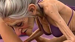 Extremely Skinny Old Woman Licks a Skinny Young Woman's Pussy