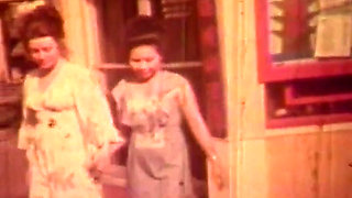 Vintage Red-tinted Lesbian Classic with Retro Bedroom Lovers