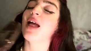 Glamour babe with big boobs masturbates in lingerie