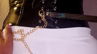 Fuck in a Dress and Latex Balaclava with Butt Plug