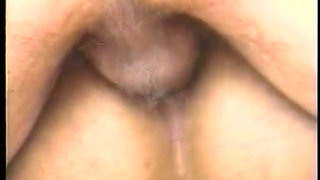 Two horny dudes have a good time with busty redhaired Brazilian tranny on the home lawn