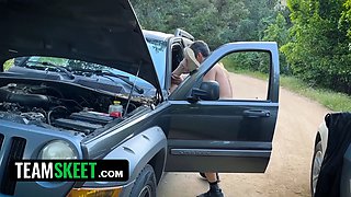 Concept: roadside rescue by teamskeet labs feat. Anya Olsen - stranded teen pounds a messy stranger