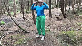 Girl can't gold her pee and pissing again outdoor, compilation