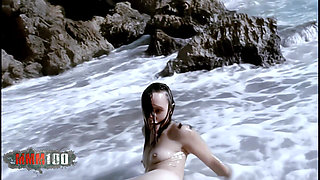 Hot Young Alicya Doing a Strip by the Beach