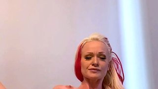 Orgasm of blonde Teen with big boobs