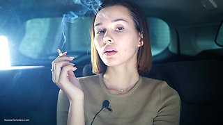 Sexy Russian Babe Smoking Cigarette Natural Setting