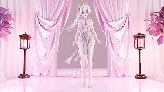 Weak Sound Erotic Suspender White Silk Underwear See-through Dress