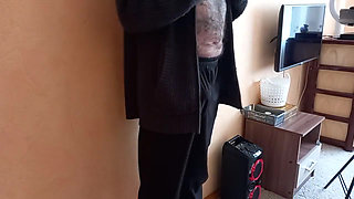 Stepmom jerks off my cock and takes off the morning boner