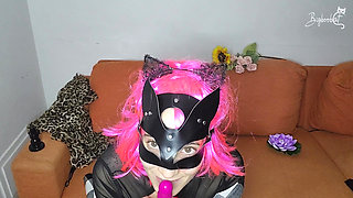 My natural, big tits are throbbing! Pussy mask on, I'm pleasuring myself