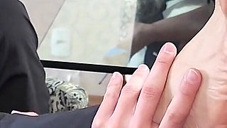 Office Interview Foot Seduction - Vitoria Vonteese Teases the Boss - Double Footjob