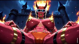 Fire element demon sexy pose Ai animation