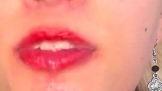 Lipstick Kisses and Blowjob Red Black Lips Deepthroat Sloppy