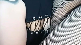 A Chubby Girl in Nylon Stockings Getting Fucked by Two Cocks