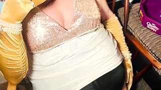 A Glam Tina Snua Smoking 2 Cigarettes Tip To Tail In Satin Gloves - Snap Inhales Drifting Smoke OMI OME Smoke Rings