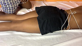 Found My African Stepsister on My Bed with Mini Skirt