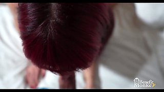 Italian fellow screws redhead with Big Tits and she guzzles the cum - benefit monkey