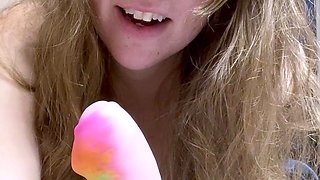 Blonde tight pussy babe solo toy fun in glamour masturbation