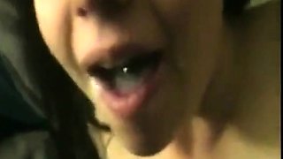 She swallows a big load from a huge black cock