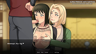 Naruto: Kunoichi Trainer - Big Ass MILFs Shizune and Tsuande Have a Threesome. Hot Blowjob and Doggy Style Pussy Creampies