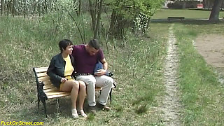 Her first-time rough anal sex outdoor