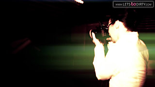 Skinny girl finger fucks herself after getting horny in photoshoot