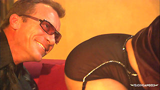 Waitress with dark hair gets eaten out and fucked at work