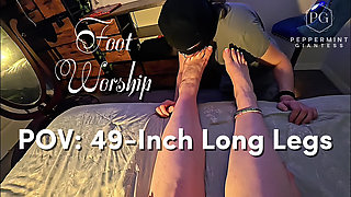 49-inch Long Legs POV: Pathetic Footboy Worships My Giant Size 16 Feet
