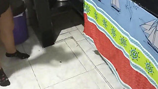 My Wife Cooks Sausages and Hallacas for Me Because I'm Very Hungry and While You See How She's Naked, She Loves to Cook Like Tha