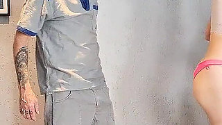 Maintenance Worker Provoked by Housewife in Her Underwear!