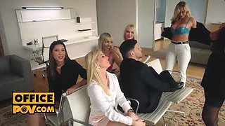 Candee Licious, Gatita Veve and Layla Scarlett's Big Dick Chair Foursome