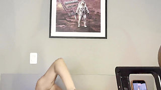 Shemale Rides 10 Inch BBC and Shoots a Huge Load!