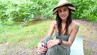 Brunette eating his ass and letting him punish her pussy