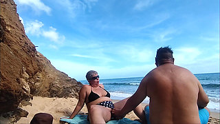 We Were Almost Caught on the Beach for the Second Time While I Masturbate Her