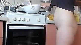 Hot Wife Prepares Naked Food in the Kitchen