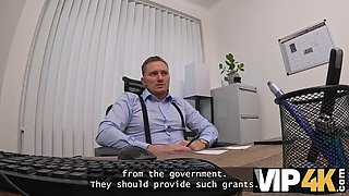 Hot Blonde Fibi Euro Gets Unexpected Office Sex With Loan Manager